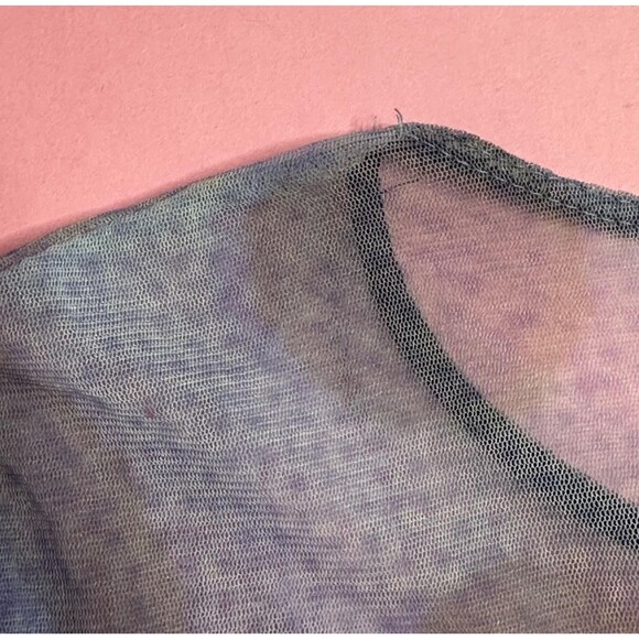 Y2K ALPHONSE MUCHA Art NOUVEAU Print Mesh Long Sleeve Blouse W/Rhinestones. XS-S - Picture 5 of 16